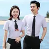 Verão Business Men's short-sleeved camisa traje de negócios 4S loja Real Estate professor camisa das mulheres terno uniforme roupas de trabalho