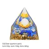 Pirâmide de Bola de Cristal Natural 5/6/8cm Ornamento de Mesa Chakra Cascalho Colorido Pirâmide de Resina Epóxi