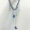 Collar punk de mariposa apilada de chica hot europea y americana, cadena para la clavícula con borlas multicapa de nicho