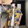 Comercio Exterior Estilo Hong Kong Verano 2025 Nuevo Camisa Floral de Manga Corta Suelta para Hombre Camisa Floral Hawaiana de Playa para Hombre