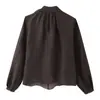 Ropa de comercio exterior para mujer 2026 Moda europea y americana holgada camisa de manga larga con cuello de lazo y diseño floral tridimensional D17532