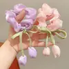Elástico de Cabelo Tulipa Estilo Coreano de Princesa, Scrunchie Floral, Corda de Cabelo Feminina, Faixa de Cabeça, Acessório de Cabelo Atmosférico, Elástico de Cabelo Infantil