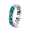 Anillo estilo étnico retro esmaltado con patrón de hierba Tang para hombres y mujeres mismo estilo artesanía envejecida personalidad moda Moda Nacional pulsera abierta