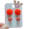 Novedad Pendientes de Clip de Rosa para Niños, Sin Dolor, Estilo Dulce y Fresco, Flores Pequeñas en Forma de Corazón, Pendientes de Clip Multicolor para Niñas