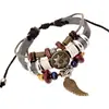 Pulsera retro personalizada de piel de vaca, pulsera de cuero con cuentas elegante a la moda que combina con todo, nuevo suministro de fábrica de pulseras