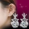 Pinduoduo Moda Rápida Corona Estrella de Cinco Puntas Aretes de Zirconia Aretes Aretes Estrella de Princesa Aretes para Mujer Aretes Regalo