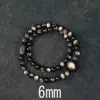 Pulsera de Ojo de Gato de Obsidiana Natural para Mujer, Pulsera de Obsidiana Plateada, Estilo Unisex para Parejas, Pulsera Apilable para Hombre, Pulsera Pequeña de Lujo Ligero