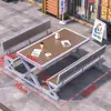Juego Integrado de Mesa y Sillas para Exteriores para Plaza Comercial, Mesa y Sillas de Ocio para Patio, Parque al Aire Libre con Protección Solar, Mesa y Sillas de Comedor de Madera Plástica