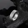 Anillo S925 de Venta Caliente Estilo Europeo y Americano Transfronterizo con Diseño de Cadena de Moissanita de Dos Filas Anillo Cerrado Joyería para Mujeres