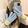 Guantes de algodón compatibles con pantalla táctil para hombre, cálidos de invierno, forrados de forro polar, lana tejida gruesa, adecuados para ciclismo, unisex, guantes a prueba de frío