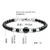 Pulseira Cruzada Europeia e Americana de Pedra Olho de Tigre e Ágata Preta para Homens e Mulheres, Estilo Casal, Fecho Ajustável de Aço Inoxidável, Joia de Cristal Natural