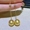 Accesorios DIY S925 plata esterlina todo-combinable aretes largos de perlas y jade aretes aretes huecos aretes hechos a mano Plata