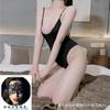 Ropa interior sexy Bai Ling, estilo japonés, perspectiva secundaria, tentación sexy, traje de baño de una pieza con tirantes y abertura en la piscina.