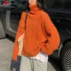 Otoño 2026 Nuevo Estilo Suéter de Cuello Alto para Mujer Grueso Holgado Tejido de Cable Estilo Perezoso Color Sólido Prenda Base para Mujer