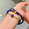 Pulseira de Múltiplos Círculos Design de Abelha Antiga em Cera de Abelha Natural Lápis Lazúli Retro de Alta Qualidade