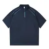 Camisa deportiva de manga corta para hombre para exteriores con cuello alto y media cremallera, protección solar, absorción de humedad, secado rápido y transpirable