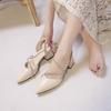 Sandalias de Tiras Baotou para Mujer 2024 Verano Nuevo Estilo Tacón Grueso Tacón Medio Diamantes de Imitación Suave Hada Versátil Sandalias de Falda