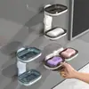 Caixa de sabonete de parede para banheiro doméstico, sem furos, camada única e dupla, com drenagem, prateleira para sabonete, banheiro, vaso sanitário