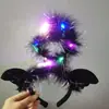 Nueva diadema luminosa de orejas de conejo con plumas para el pelo, accesorio para el pelo de concierto en lugar escénico, diadema de actuación, suministro para mercado nocturno, venta al por mayor