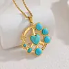 Colar de Turquesa da Moda em Ouro 18K Popular da Amazon, Corrente Elegante de Suéter de Nicho Estilo Antigo, Luxo Acessível e Sensação de Alto Padrão