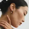 Aretes de Ojo de Tigre Azul Tinta, Estilo Retro de Moda, Sensación de Alta Gama, Chapado en Cobre Plateado, Diseño Único, Aretes Ovalados para Mujer