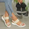 Sandalias Romanas de Cuña Europeas y Americanas para Mujer 2026 Estilo Étnico Bohemio Sandalias de Tira Hueca Zapatos de Viaje para Mujer