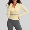 Chaqueta de Yoga Transfronteriza con Bloques de Color Durazno, Top Deportivo Ajustado con Cuello Alto
