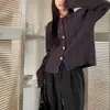 Casaco de suéter de fivela arco-íris estilo coreano doce estilo preppy estilo exterior outono e inverno solto glutinoso top cardigan malha