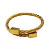 Fabricantes transfronteiriços atacado pulseira de pulseira de arame de aço europeia e americana aço inoxidável abertura cabeça quadrada pulseira popular de três cores