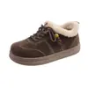 Novedad de Invierno Calzado Diario Más Terciopelo Botas de Nieve Zapatos de Mujer Piel Cálidos Cabeza Grande Casual Versátil Elegante Suela de Plataforma Zapatos de Algodón