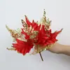 2 Piezas de Flores de Navidad de 27 cm Flores Artificiales Polvo Dorado Calado Terciopelo Decoración de Árbol de Navidad Fiesta Decoración Navideña