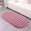 Alfombra Ovalada Espesa de Felpa de Pelo de Conejo Color Crema Alfombrilla para Mesita de Noche de Dormitorio Felpa de Burbujas Esterilla para Mirador Cojín para Mesa de Café Sofá