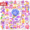 Compra directa transfronteriza de 50 pegatinas mágicas moradas de ensueño con mascotas lindas, estrellas, lunas y rosas, impermeables para decorar agendas y tabletas