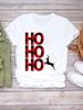Camiseta Árvore de Natal Feliz Ano Novo Roupa Sapato com Carta Adorável