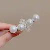 Pinza para el Cabello con Forma de Flor y Lazo de Cristal Perla Rosa Súper Hada, Pinza Curva, Pinza para Flequillo, Pinza de Pato de Gama Alta, Pasador, Accesorio para el Cabello