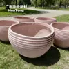 Vaso de flor de cimento GRC com textura quadrada, textura de pedra artificial marrom claro, vaso de plantio de chão para paisagismo para escritórios de vendas, em estoque