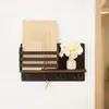 Prateleira de Armazenamento de Madeira Maciça Montada na Parede Organizador Retrô Decoração de Casa Simples Organizador de Parede para Entrada de Restaurante