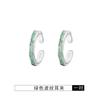 Aretes de aguja de plata s925 para hombre de alta calidad verde menta hebilla de oreja clip para oreja sin perforación diseño de nicho único aretes para hombre