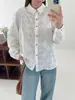 Colección Otoño 2026: Cardigan de Algodón Bordado Jacquard Fresco Estilo Japonés con Cuello Solapa Camisa Top de Manga Larga para Mujer