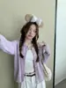 Cárdigan Corto de Punto Amarillo para Mujer Otoño Invierno Ropa de Abrigo Suéter Suave Lecheso Esponjoso Estilo Perezoso Holgado Adelgazante Top