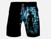 Ouyang Impressão a Cores 3D Shorts Casuais Calças de Praia
