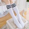 Calcetines Largos hasta la Pantorrilla Estilo Japonés, Calcetines de Tres Rayas para Mujer, Calcetines Largos de Longitud Media, Calcetines de Fútbol Estilo Coreano Japonés, Estilo Dulce para Uniforme Escolar de Caña Alta