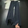 Calça casual masculina com estampa pied-de-poule azul marinho, outono cleanfit, caimento de alta qualidade, calça reta solta