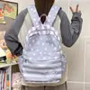 Mochila Retro Estrela e Listras para Alunos do Ensino Fundamental II e Médio, Bolsa Escolar, Casual, Grande Capacidade, Leve, Versátil, Mochila para o Dia a Dia