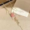Collar de Flor Eterna con Perlas y Cristales Florales Rosa Niebla, Cadena para Clavícula de Lujo Ligero de Nicho, Accesorio de Cuello Estilo Dulce Francés para Mujeres