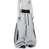 Comercio Transfronterizo Patchwork Jazz Hip-Hop Retro Pantalones Deportivos de Dos Piezas Falsas para Hombre Estilo Americano Doble Cintura Rayados de Pierna Ancha para Mujer