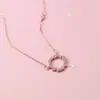 Collar Plateado Coreano Leyenda del Mar Azul, Cadena Sencilla y Elegante para Clavícula con Círculo Geométrico Incrustado de Diamantes para Mujer