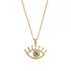 Collar para Mujer, Estilo Europeo y Americano, Diseño de Ojo Turco, Moderno y Elegante, Colgante de Circonita con Goteo de Aceite, Giratorio, Joyería Transfronteriza