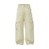 G9742 Pantalones Cargo para Hombre de Diseño Desconstruido de Bolsillos Múltiples de Alta Gama Resistentes de Calle Retro Americano Holgados
