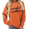 Clima de Suéter Estampado Gola Redonda Tops Femininos Moletom Fornecimento para Exportação Outono e Inverno Solto e Versátil Amazon